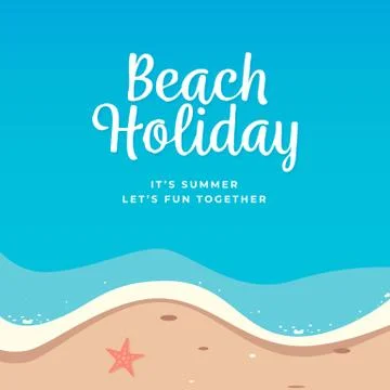 Beach holiday background vector design. Top view summer beach illustration. Stock Illustration