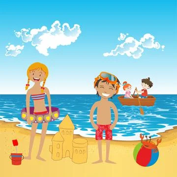 Beach holiday, Illustrazione stock