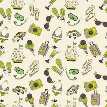 Beach holiday vector seamless pattern Illustrazione stock