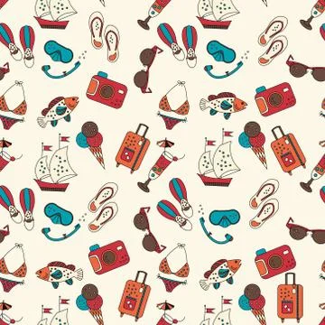 Beach holiday vector seamless pattern. Illustrazione stock