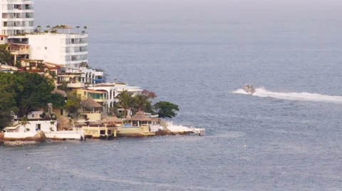 Beach Homes With Boat Stock Footage 6243207