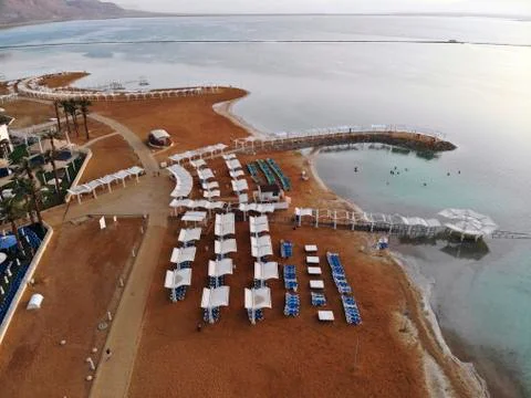 Beach hotel on the Dead Sea Foto stock
