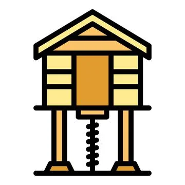 Beach house cabin icon vector flat Stock Illustration