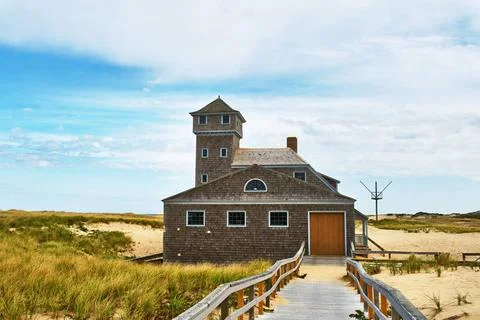 Beach house at Cape Cod Beach house at Cape Cod, Massachusetts, USA. Copyr... Stock Photos