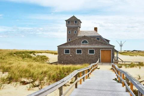 Beach house at Cape Cod Beach house at Cape Cod, Massachusetts, USA. Copyr... Stock Photos