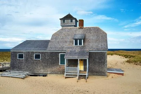 Beach house at Cape Cod Beach house at Cape Cod, Massachusetts, USA. Copyr... Stock Photos