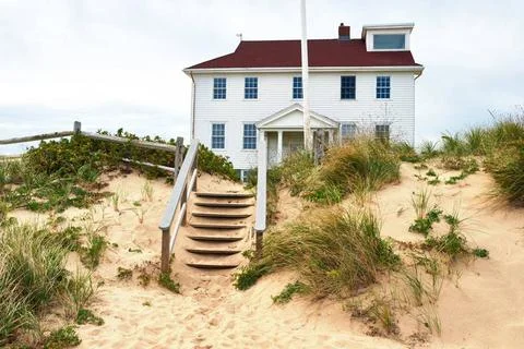 Beach house at Cape Cod Beach house at Cape Cod, Massachusetts, USA. Copyr... Stock Photos