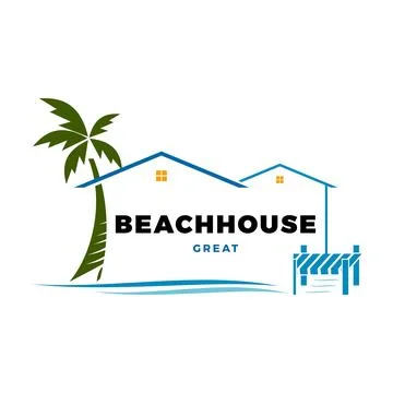 Beach House Icon Logo Design Template Ilustración de archivo