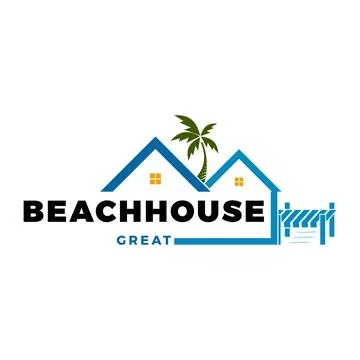 Beach House Icon Logo Design Template Ilustración de archivo