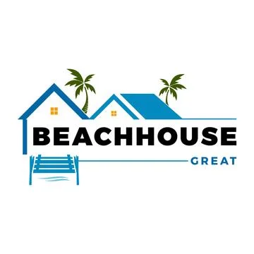 Beach House Icon Logo Design Template Ilustración de archivo