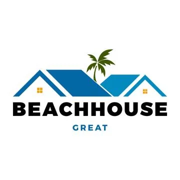 Beach House Icon Logo Design Template Ilustración de archivo