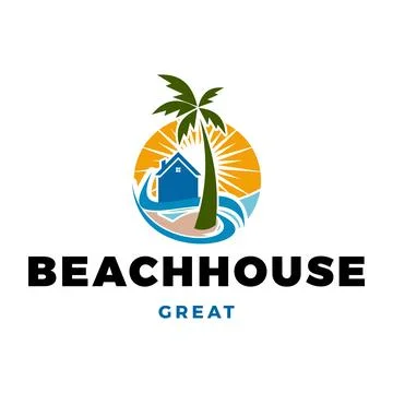 Beach House Icon Logo Design Template Ilustración de archivo