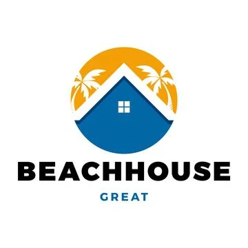 Beach House Icon Logo Design Template Ilustración de archivo