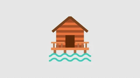 Beach House icon loop animation with alpha channel, transparent background, P Stock Footage 213100650