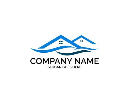 Beach house logo design template Stock Illustration