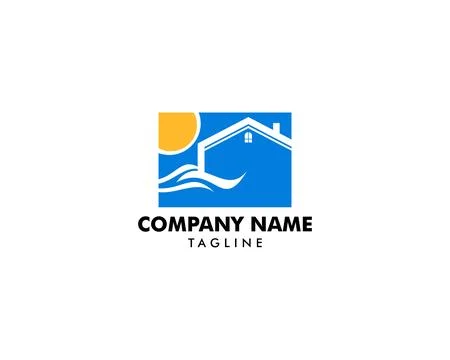 Beach house logo design template Stock Illustration