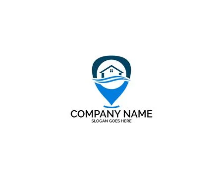 Beach house logo design template Stock Illustration