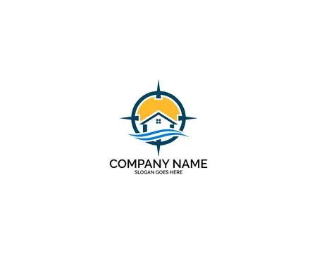 Beach house logo design template Stock Illustration