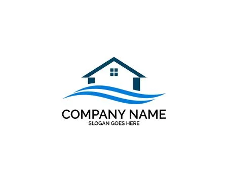 Beach house logo design template Stock Illustration