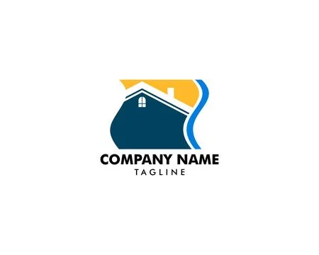 Beach house logo design template Stock Illustration