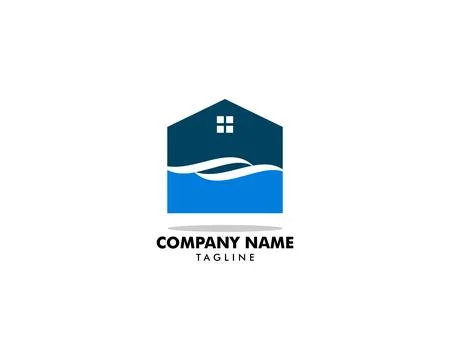 Beach house logo design template Stock Illustration