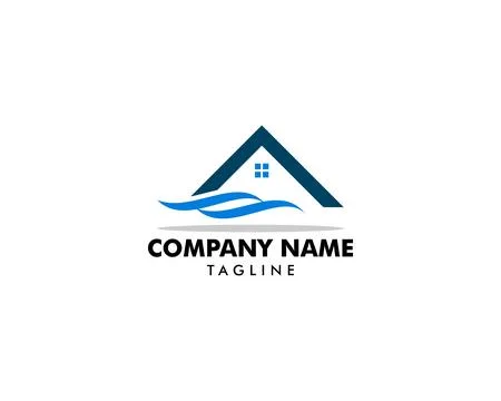 Beach house logo design template Ilustración de archivo