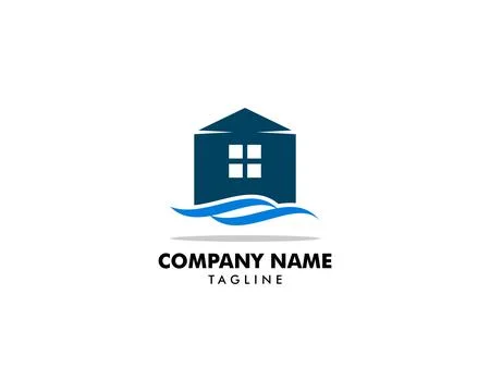 Beach house logo design template Ilustración de archivo