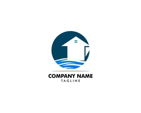 Beach house logo design template Ilustración de archivo