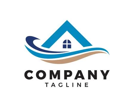 Beach House Logo Design Template Ilustración de archivo
