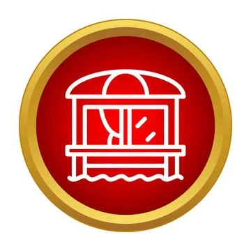 Beach house or cabin over water icon Stock Illustration
