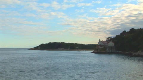 Beach House on Rocky Cliff Loop Stock Footage 38764711