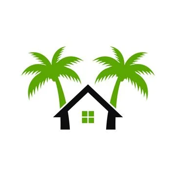 Beach House Vector Logo Design Stock Illustration