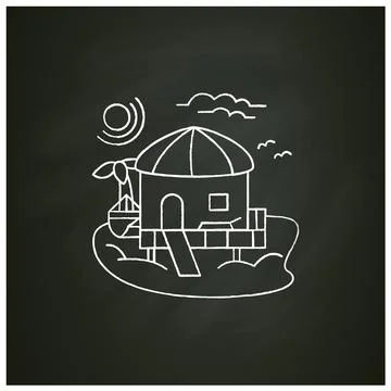 Beach hut chalk icon Stock Illustration
