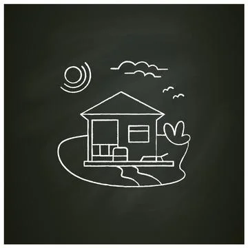 Beach hut chalk icon Stock Illustration