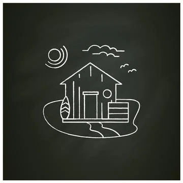 Beach hut chalk icon Stock Illustration