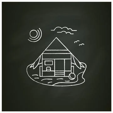 Beach hut chalk icon Stock Illustration