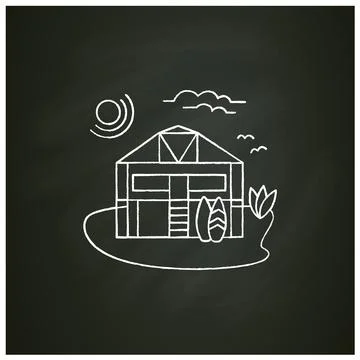 Beach hut chalk icon Stock Illustration