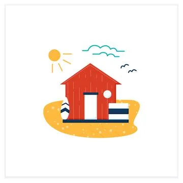 Beach hut flat icon Stock Illustration