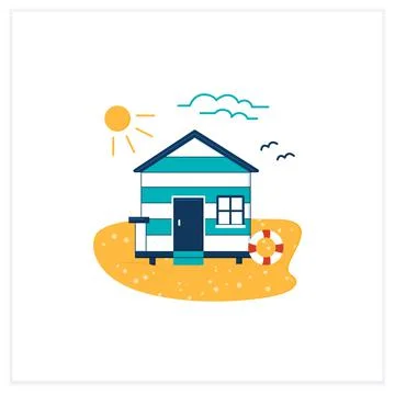 Beach hut flat icon Stock Illustration