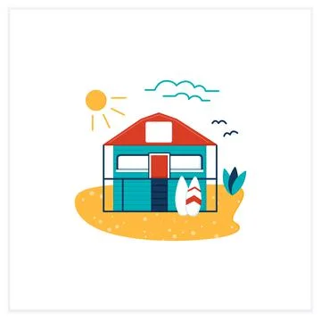 Beach hut flat icon Stock Illustration