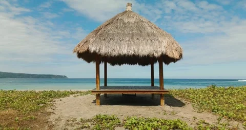 BEACH HUT Fly Through 48FPS Stock Footage 245756643