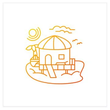 Beach hut gradient icon Stock Illustration