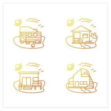 Beach hut gradient icons set Stock-Illustration