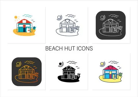 Beach hut icons set Stock-Illustration