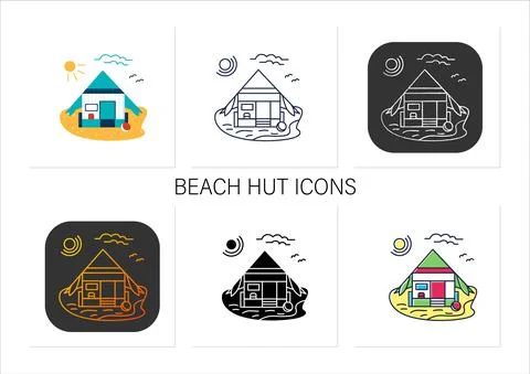 Beach hut icons set Stock-Illustration