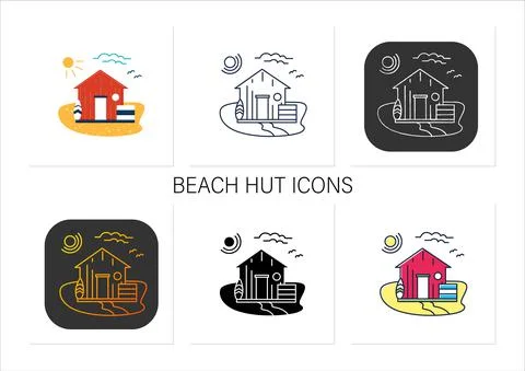 Beach hut icons set Stock-Illustration