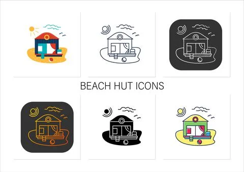 Beach hut icons set Stock-Illustration