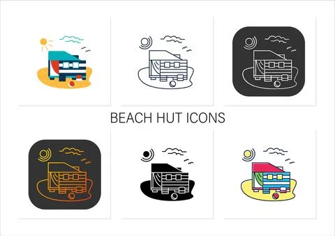 Beach hut icons set Stock-Illustration