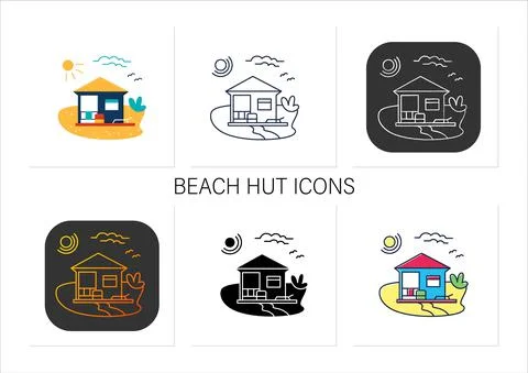 Beach hut icons set Stock-Illustration
