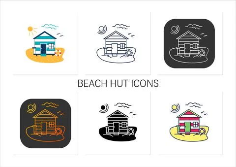 Beach hut icons set Stock-Illustration